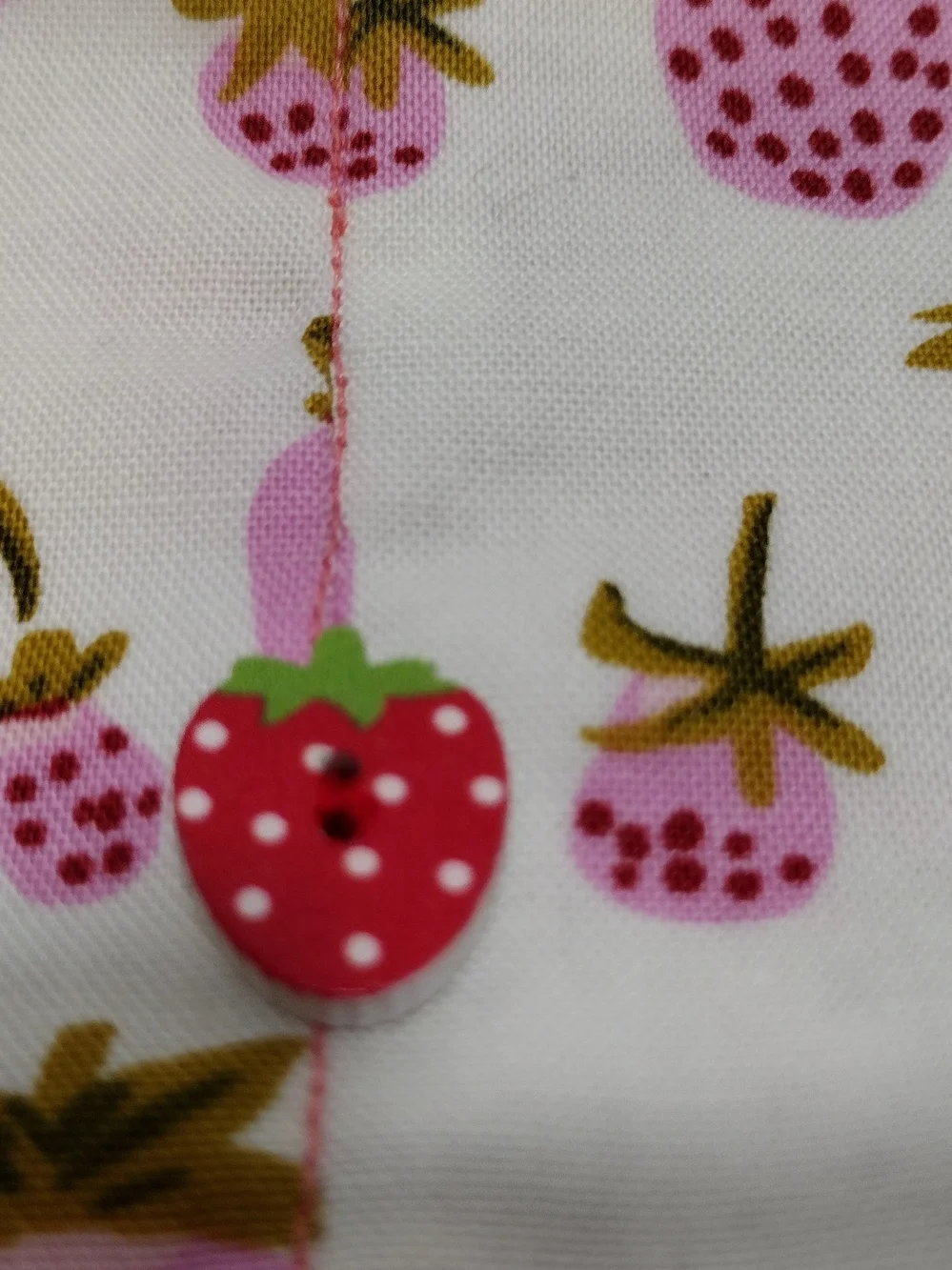 Handmade Strawberry Print Zippered Fabric Pouch